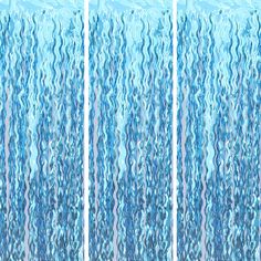 three panels with blue water in the middle and white lines at the bottom, on top of each panel