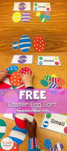 an easter egg sort is shown on the table with hands and fingers working on it