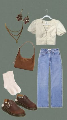 Neutral Cottage Core Outfits, Cottagecore College Outfits, Cottage Core School Outfits, Cafe Outfit Summer, Cottagecore Aesthetic Outfits Summer, San Diego Aesthetic Outfits, Market Outfit Ideas, Colorado Fall Outfits, Fashionable Mom Outfits