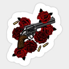 Gun and Roses -- Choose from our vast selection of stickers to match with your favorite design to make the perfect customized sticker/decal. Perfect to put on water bottles, laptops, hard hats, and car windows. Everything from favorite TV show stickers to funny stickers. For men, women, boys, and girls. Rock Band Stickers Printable, Black Rose Sticker, Metal Band Stickers, Rose Flower Sticker, Red Rose Sticker, Outfit Mexicano, Dream Guitar, Guitar Stickers, Rosé Png