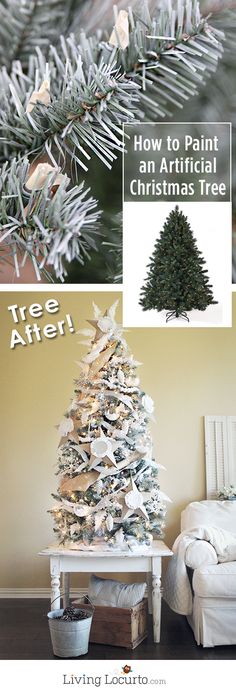 an artificial christmas tree is shown with the words, how to paint an artificial christmas tree