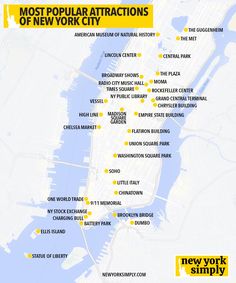 the most popular attractions in new york city infographical map by nycpd / nypd