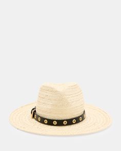 Keep the sun off your face, and look good at the same time. The Delilah is classic fedora shape woven from straw. A leather hat band is around the middle and decorated with gold-tone eyelets. This is luxe accessory is the best way to elevate your outfits on sunny days  Fedora hat Leather hat band Metal hardware eyelets Engraved logo roller buckle Adjustable Gold Fedora For Summer, Chic Gold Fedora For Summer, Gold Hat Bands For Summer Rodeo, Gold Hat Bands For Rodeo In Summer, Gold Hat Bands For Rodeo Summer, Gold Hat Bands For Rodeo Summer Events, Gold Hat Bands For Rodeo, Classic Gold Beach Hat, Chic Gold Fedora Straw Hat