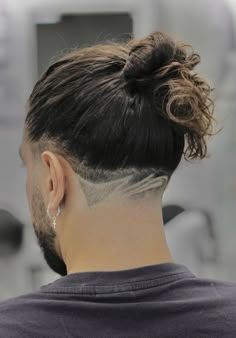 Men Long Hair With Undercut, Shaved Back Hairstyles, Men's Long Hairstyles Undercut, Long Hair Styles Men Undercut, Boys Man Bun Haircut, Men’s Long Hair Low Undercut, Men’s Long Hair Shaved Sides, Long Hair Fade, Mens Ponytail Hairstyles