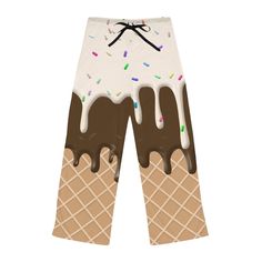 Drippy ice cream, waffle cone and sprinkles cover these cozy pajama pants! Their 100% polyester jersey knit fabric, along with the relaxed fit, makes for the ultimate comfort choice while kicking back at home. Meanwhile, the back elastic with the drawstring tie creates the perfect fit while the all-over-print adds a uniquely stylish dimension! .: 100% polyester jersey .: White seam thread .: Double needle stitching on all seams .: Light fabric (6 oz/yd² (203 g/m .: Relaxed comfort fit .: Back el Ice Cream Waffle, Ice Cream Waffle Cone, Waffle Cone, Waffle Cones, Cozy Pajamas, Sleep Shorts, Limassol, Jersey Knit Fabric, Apparel Design