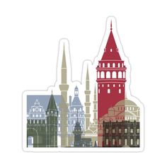 a sticker with an image of some buildings