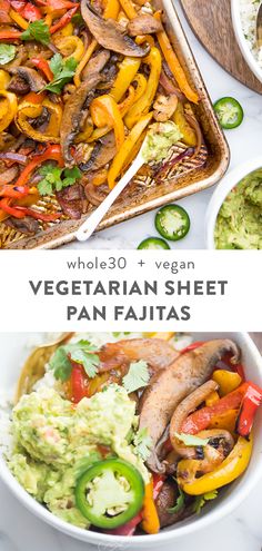 the vegetarian sheet pan fajitas are ready to be eaten