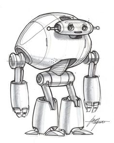 a drawing of a robot that is standing up