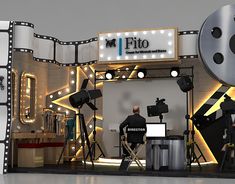 a photo studio set up with lights and video equipment