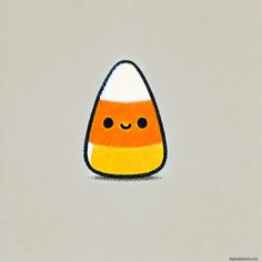 an orange and white candy corn on a gray background