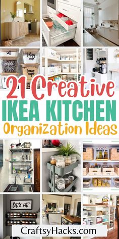 twelve creative kitchen organization ideas that are easy to do and great for the home or office