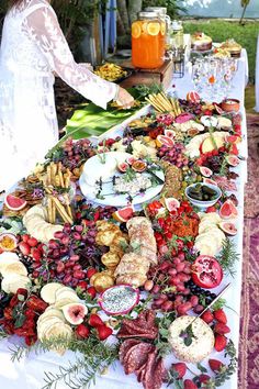 a long table covered in lots of food