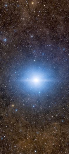 an image of a bright blue object in the middle of space with stars around it