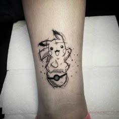 a tattoo on the leg of a person with a dog in it's head