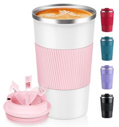 the coffee cup is next to several different cups