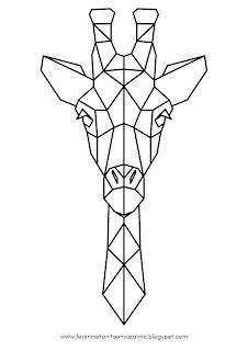 a giraffe's head is made up of geometric lines and shapes in black and white