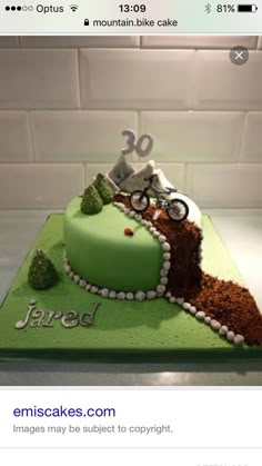 the cake is shaped like a mountain bike