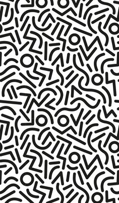 an abstract black and white pattern with letters