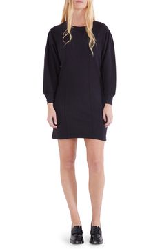 This relaxed French terry minidress gets a polished update in a paneled silhouette traced with pintucks and pleats adding structure to the shoulders. 35" length Crewneck Long sleeves with ribbed cuffs Unlined 100% cotton Machine wash, line dry Imported Shirt Silhouette, Cozy Dress, Black Beauty, Pin Tucks, Sleeve Cotton, Nightwear, French Terry, Black Dress, Long Sleeves