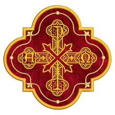 a red and yellow cross with gold trim