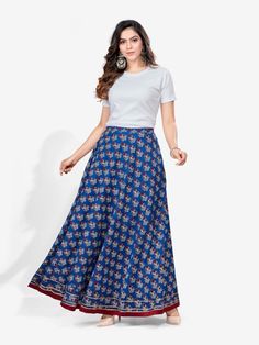 Be the center of attention at a get together by wearing this attractive skirt from Riafashions. Pair this up with a contrast top for a ravishing look. Bollywood Style Long Skirt For Summer, Festive Multicolor Cotton Skirt, Festive Tiered Skirt, Fitted Cotton Skirt For Festive Occasions, Navratri Tiered Skirt Dress, Bollywood Style Summer Festive Skirt, Summer Festive Bollywood Skirt, Fitted Maxi Skirt For Festive Occasions, Fitted Maxi Length Skirt For Festive Occasions