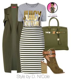 "Untitled #2577" by stylebydnicole ❤ liked on Polyvore featuring HermÃ¨s, Juicy Couture and A.L.C. Thigh Fat, Striped Skirt, Inner Thigh, A Skirt, Fat Fast, Body Workout, Mode Inspiration, Cute Fashion, Look Fashion