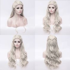 Item Function: 1. Good Quality: Light Gold Tone wigs for women with stylish design and outstanding looking. Made of heat resistant synthetic fiber, soft touch, and natural looking, just like your own real hair. Wigs for women with very stylish designs and pretty looking, make you more beautiful and confident, you will get tons of compliments with this cute wig. The comfortable wig cap with 2 adjustable straps, you can adjust its size to fit your head. The size fits most people. 2. Breathable Net White Hair Wigs For Women, White Hair Wigs, Cute Wig, Real Hair Wigs, Wavy Style, Braided Wigs, Hair Wigs For Women, Halloween Costume Shop, Braided Wig