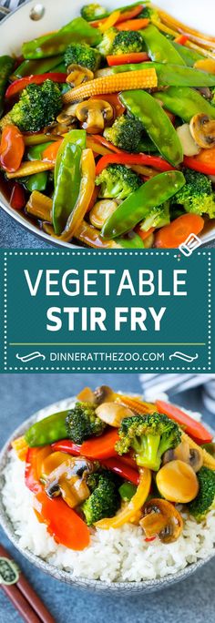 vegetable stir fry with broccoli and carrots on top