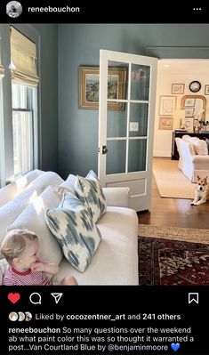 Dusty Blue Sherwin Williams, Blue Grey Bedroom, Easy Home Renovations, Blue Home Offices, Blue Gray Bedroom, Whimsical Home, Living Room Update, Favorite Paint Colors, Room Remodeling