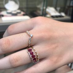 ❶ 14K/18K solid gold. Never tarnish you can wear it all day even when you shower. ❷Natural Diamond 0.13CT  H/Si1 ❸ Yellow Gold /Rose Gold /White Gold Available ❹ ★ 100% Natural Ruby with Traditional Heated. Total Carat Weight 1.3CT ★ Tiny But Every Stone Is selected by a Strict Standard . ★ How To Order Please kindly put your desired ring size in the personalization box and I will take care of the rest for you.You can make your choice this way, thanks!🍓 ★ FREE Engraving up to 3 Characters or Symbols in the necklace for You！ ★Our Jewelry comes with a Lifetime Warranty. (Stone Replacement not included) We believe that jewellery can last long and is meaningful to our customer like a milstone in their life. We have insisted in using 10-18K gold and good quality gemstones for our products. Onl Ruby Stone Ring Design Gold, Ruby Rings Women, Ruby And Pearl Ring, Gold Diamond Eternity Band, Ruby Eternity Band, Silver Ruby Ring, Mom Ring, Diamond Eternity Band, 2023 Vision