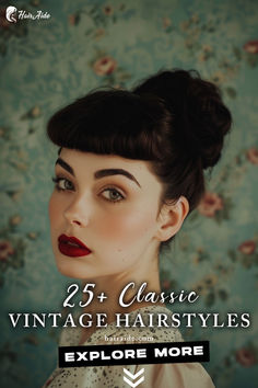 Embrace the nostalgia of vintage beauty with these stunning hairstyles, inspired by the iconic looks of the past. 🌹💁‍♀️ 60 Hairstyles Vintage, 1940s Updo Hairstyles, Natural Ombre, Vintage Curls, Vintage Waves