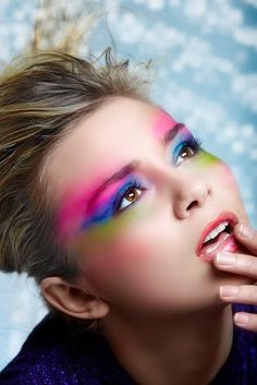 80 Makeup And Hair, Neon Makeup, Retro Makeup, Rave Makeup