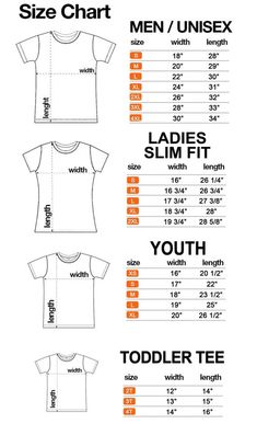 the size chart for a t - shirt with measurements and instructions to fit it in