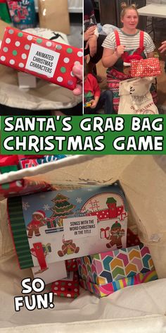 the santa's crab bag christmas game is open and ready to be put in