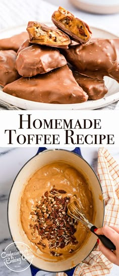 homemade toffee recipe with chocolate and pecans