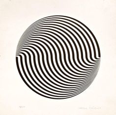 a black and white drawing of a circular object with wavy lines in the center, on a beige background