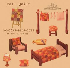 an advertisement for the fall quilt show with furniture and blankets on it's clothes line