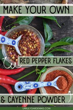 red pepper flakes and cayenne powder with the words how to make your own