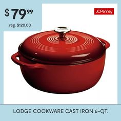 the large red pot is on sale for $ 79 99 and it has a lid