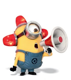 a minion holding a megaphone with the word carl on it's side