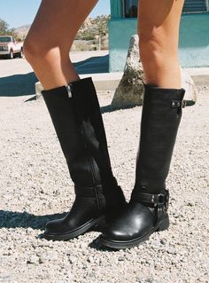 Riding boots Low block heel, closed pointed toe, silver-toned hardware, buckle detail, exposed zip fastening Synthetic upper, lining & outsole Boots Low Heel, Black Riding Boots, Lace Up Wedges, Riding Boot, Outerwear Outfit, Low Block Heels, Loafer Sneakers, Casual Sport Shoes, Womens Black Dress