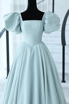 Fancy Dresses With Long Sleeves, Bubble Sleeves Dress, Prom Ball Gown Dresses Elegant, Elegant A-line Ball Gown For Prom Season, Elegant A-line Wedding Dress For Banquet, Princess Dress With Fitted Bodice For Wedding, Fitted Princess Dress For Wedding And Prom, Chiffon A-line Evening Dress With Fitted Bodice, Elegant Chiffon Bridesmaid Dress For Banquet