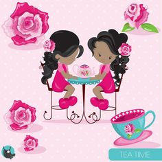 BUY 20 GET 10 OFF Tea Time clipart commercial use tea party | Etsy Party Vector, Time Images, Image Paper, Girl Birthday Party, Tea Shop, Digital Stamps, Super Sweet