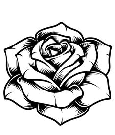 a black and white drawing of a rose