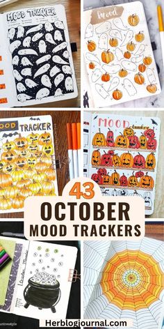 halloween mood tracker october bullet journal spread October Bullet Journal Mood Tracker, Bullet Journal October Theme, Halloween Mood Tracker, Autumn Bullet Journal, Mood Tracker Ideas, Bullet Journal Halloween, October Bullet Journal, Bullet Journal October, October Mood