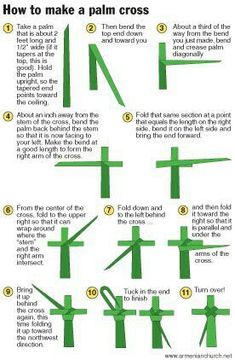 how to make a palm cross out of green paper and some instructions for making it