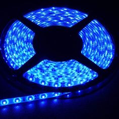 blue led strip light on black background