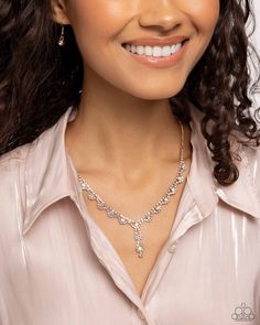 Featuring square fittings, a glistening row of white rhinestones cascades from a dainty gold chain below the collar. White gems, encircled by rhinestone arches form glittery petals for a sparkling centerpiece. Features an adjustable clasp closure. Sold as one individual necklace. Includes one pair of matching earrings. Purple Anklet, Bedazzled Jewelry, Pink Hair Accessories, Blue Hair Accessories, Dainty Gold Chain, Urban Jewelry, Yellow Jewelry, Brown Bracelet, Brown Jewelry