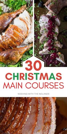 the cover of christmas main courses, including roasting hams and other meats