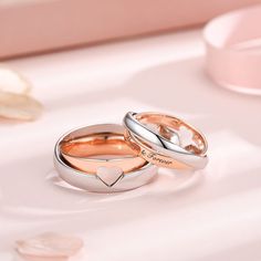 Finding true love is like finding the missing piece to your puzzle. Our Always and Forever Couple's Dual-Tone Ring features two intertwined bands for couples crafted in white and rose gold vermeil with an intricate puzzle cut-out that forms a shape of a heart when tilted. The other side of the ring features the engraving of the words "Always & Forever." Wear these rings as a reminder of your solemn promise of love through eternity and beyond. ✦ Made in both white gold and rose gold vermeil (14K Wedding Rings Sets His And Hers, Couple Crafts, True Love Is, Ring Female, Always Forever, Promise Rings For Couples, The Missing Piece, Finding True Love, Missing Piece